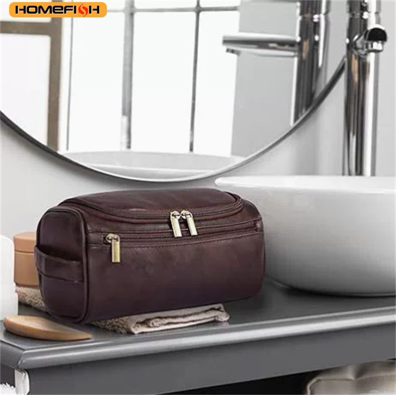 Luxury Skincare Box - HOMEFISH Men PU Vintage Luxury Toiletry
