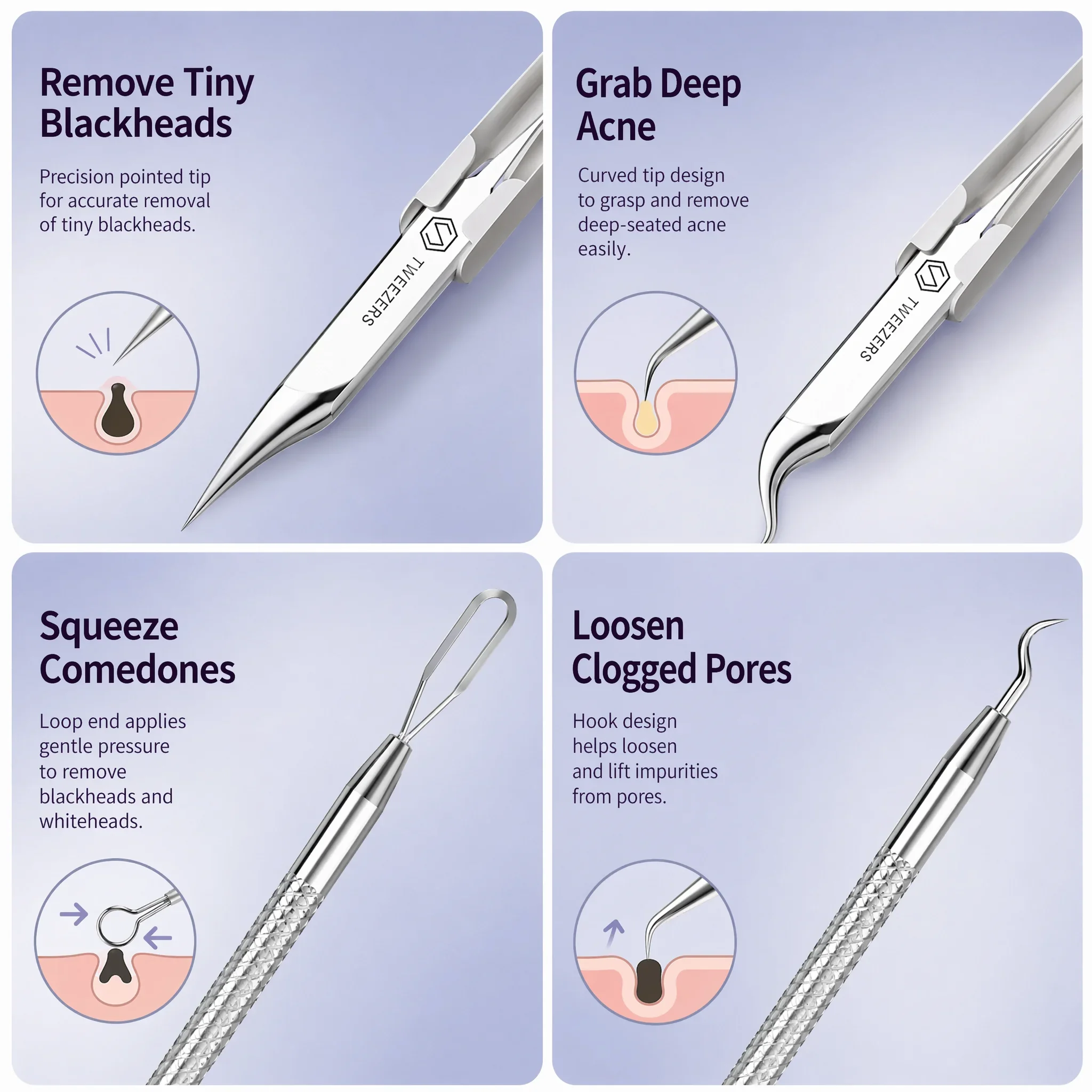 Stainless Steel Blackhead Remo - đánh giá và giá Luxury Skincare Acne